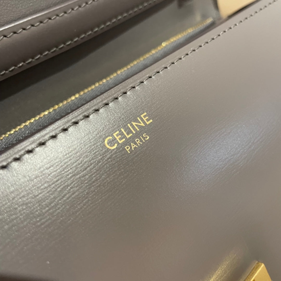 賽C家-Box Teen 細橫紋手袋-中號-淺碳黑