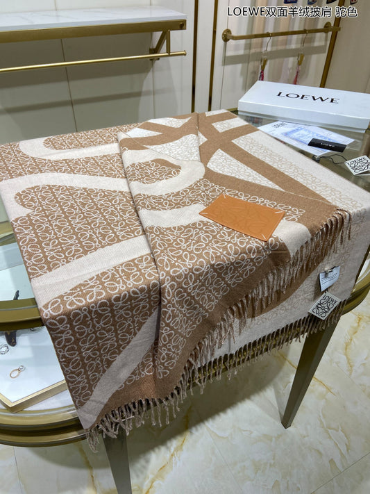 羅L威-雙面羊絨披肩 140*140cm 100%羊絨