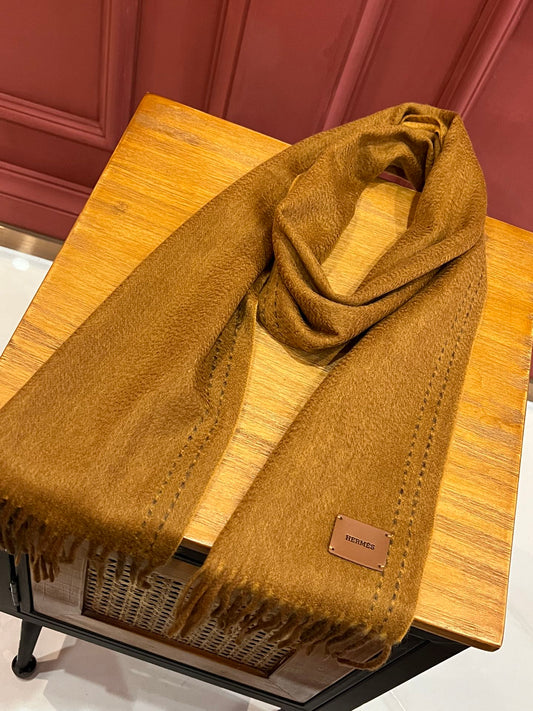 小愛款-雙面羊絨長圍巾 30*190cm 100%最頂端野山羊絨 駝色