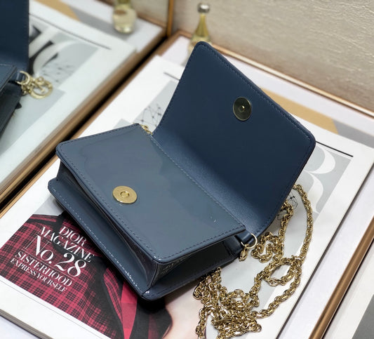Dior Lady Dior Nano 鏈條卡包／腰包-深藍
