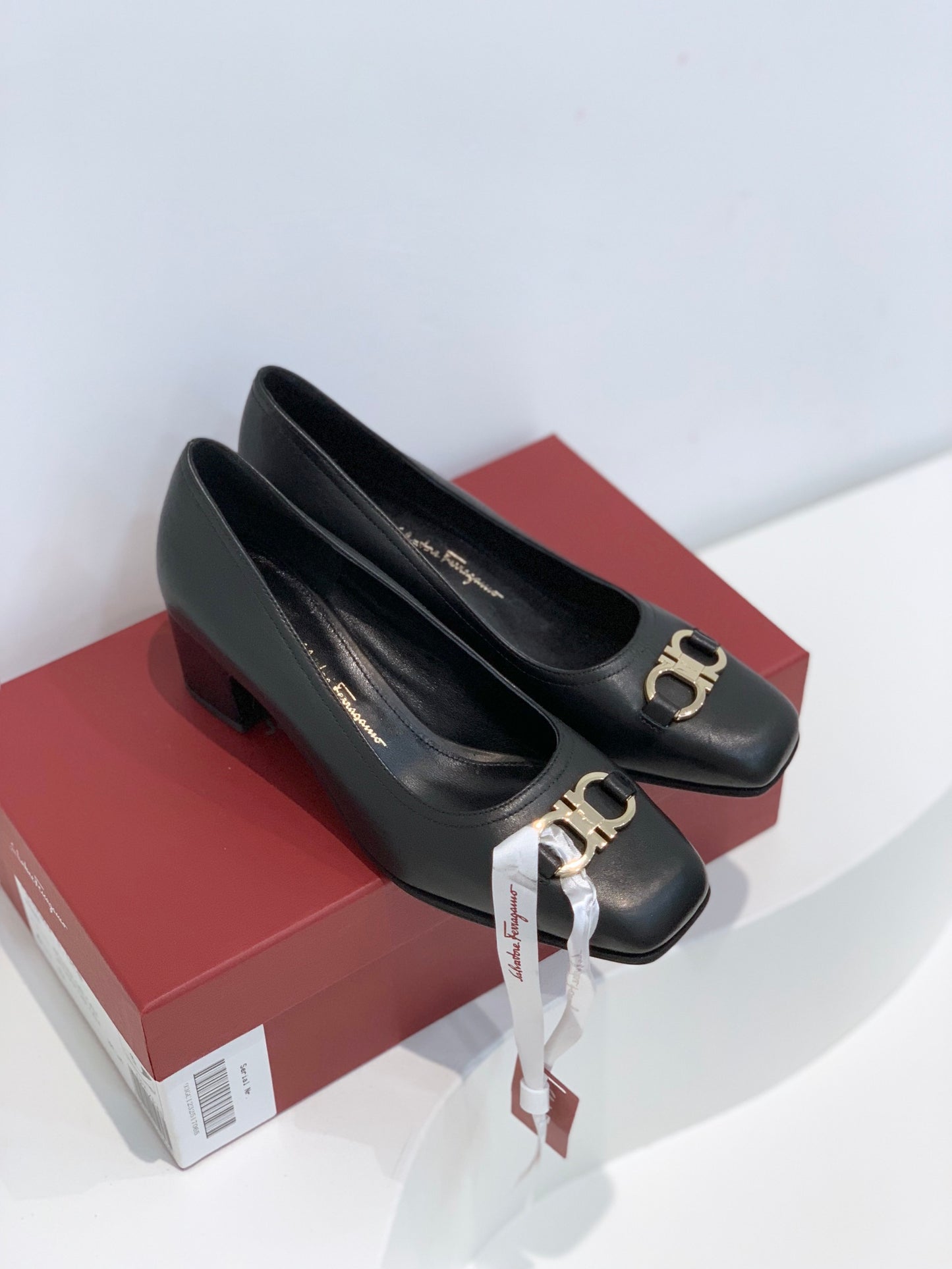 Salvatore Ferragamo鞋-菲拉格慕 經典Gancini扣 低跟鞋 黑