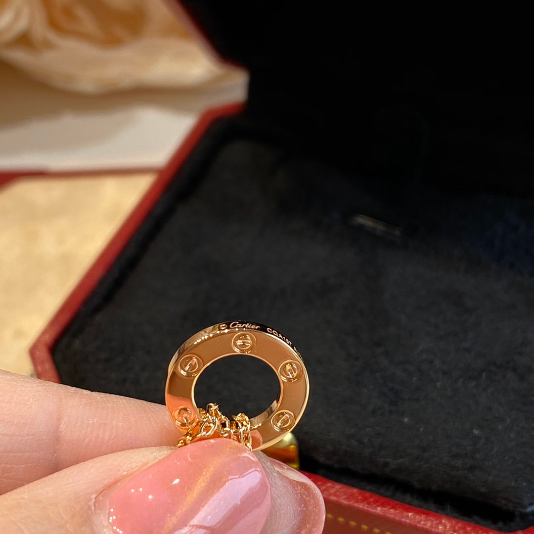 Cartier Love 雙鍊項鍊-玫瑰金色