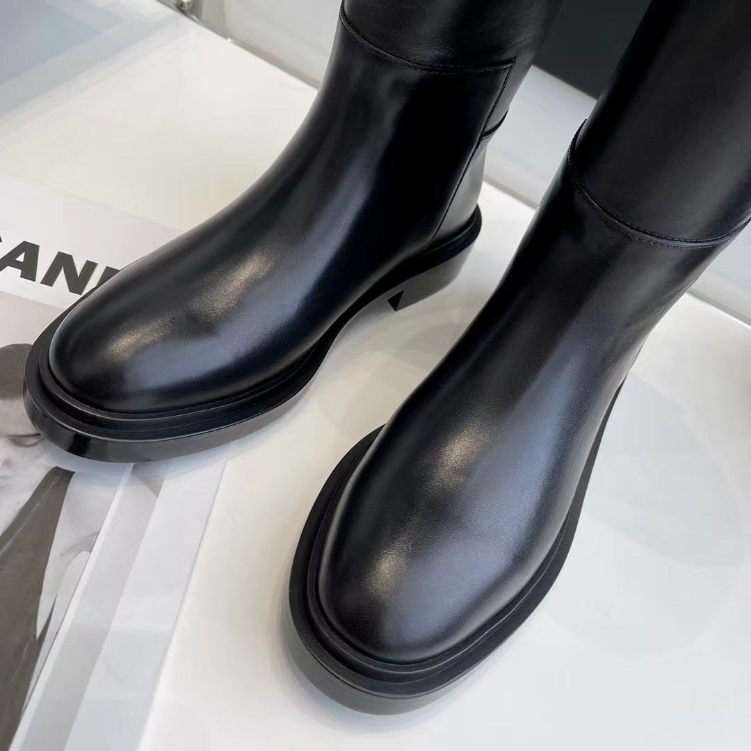 Jil sander-牛皮斜切面及膝靴