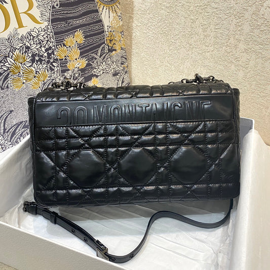 Dior-Caro 菱格紋 胖胖包 大號 黑色