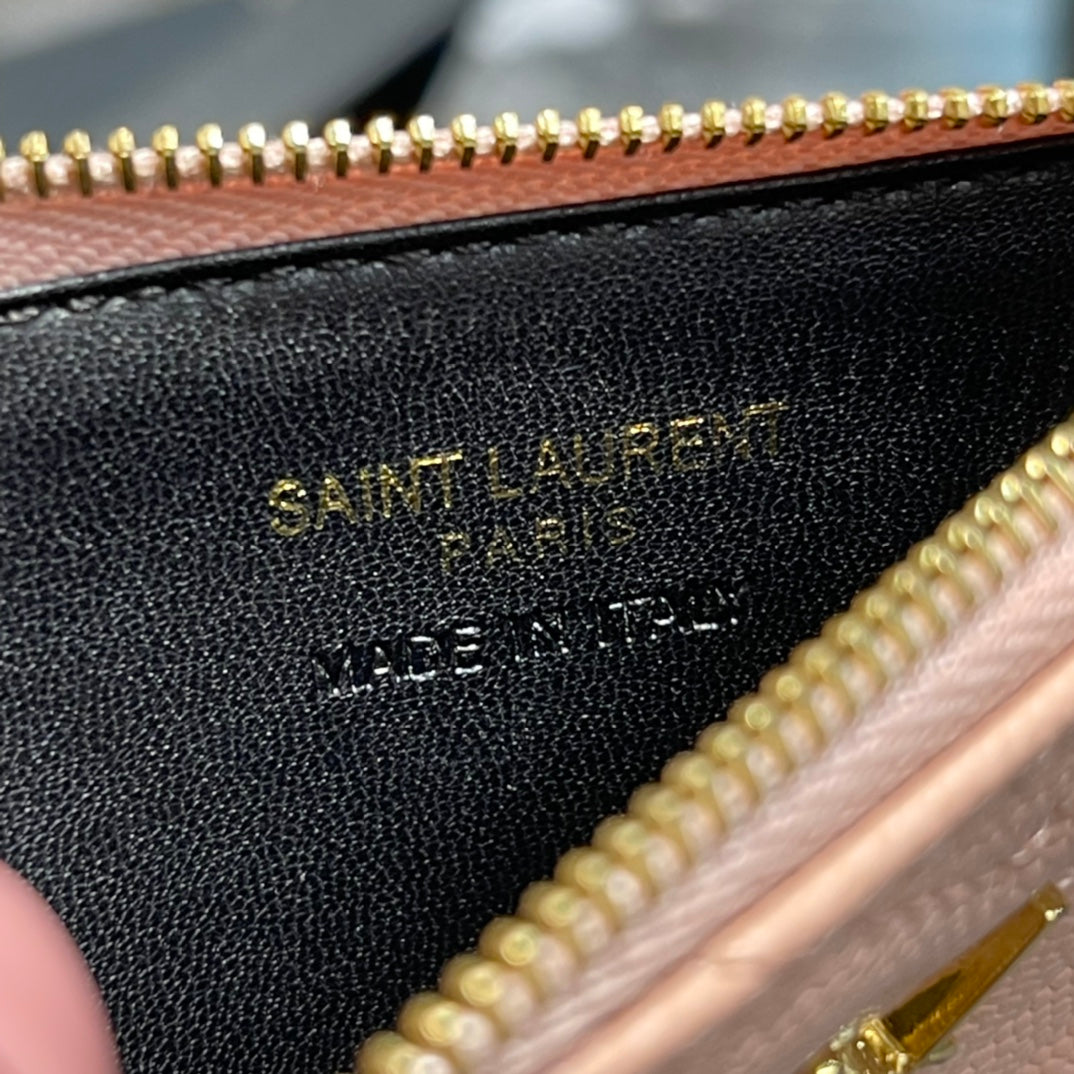 YSL 新品卡包_粉色金扣