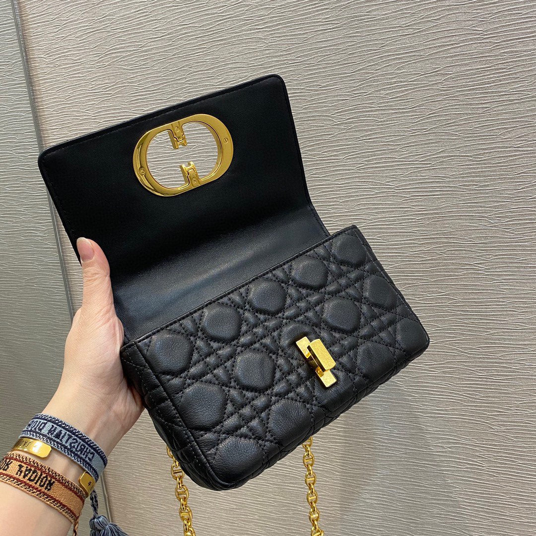 Dior Caro 小號20cm-黑色小牛皮