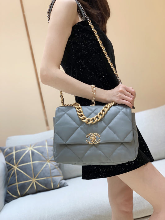 小香家-19Bag 灰色金扣 中號