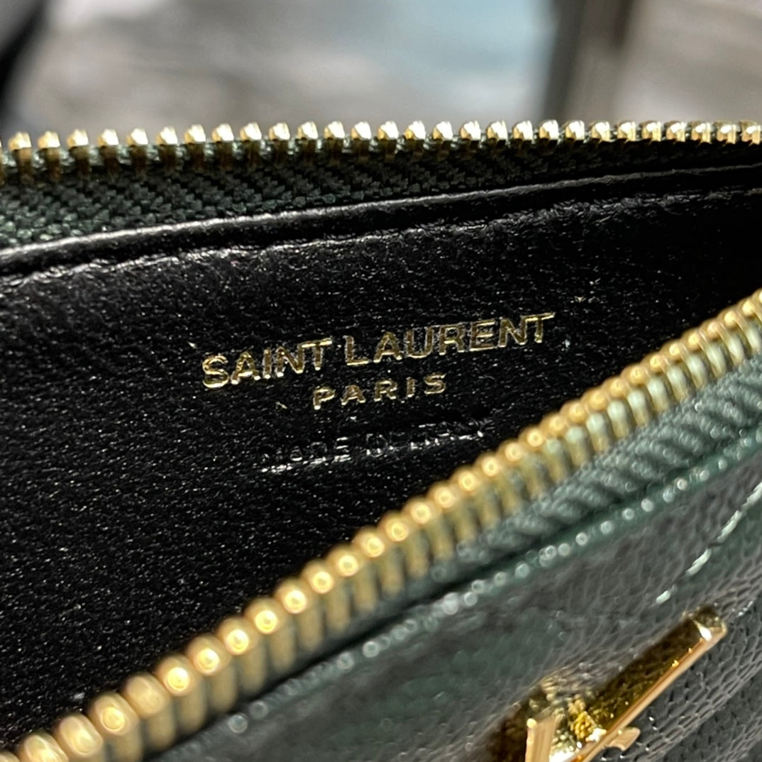 YSL 新品卡包_綠色金扣