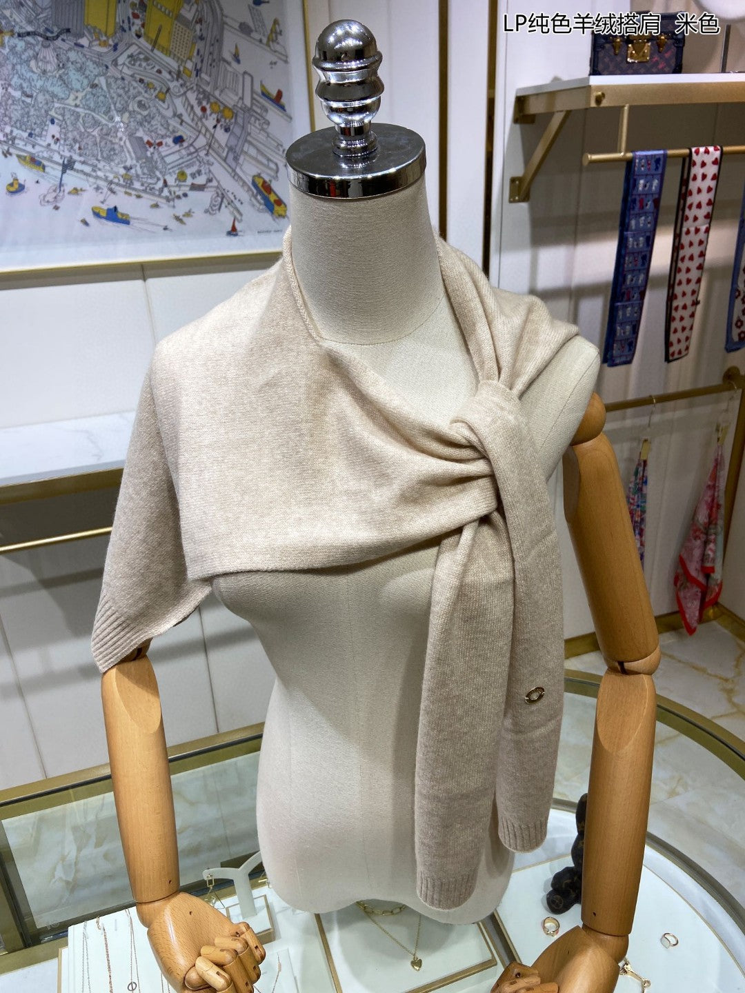 L-Piana-純色羊絨披肩 100%康賽妮山羊絨 米白色