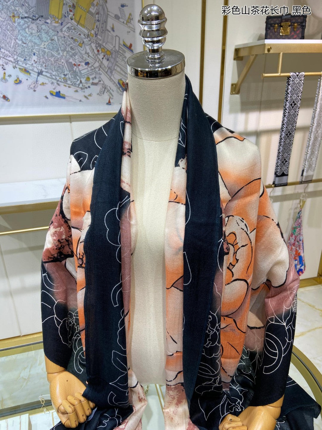 小香家-彩色山茶花長圍巾 110*200cm 100%頂極羊絨