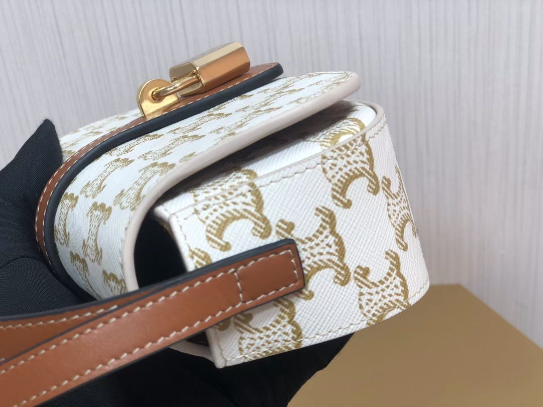 賽C家-Mini Tabou Clutch 鎖頭飾腋下包 老花白棕