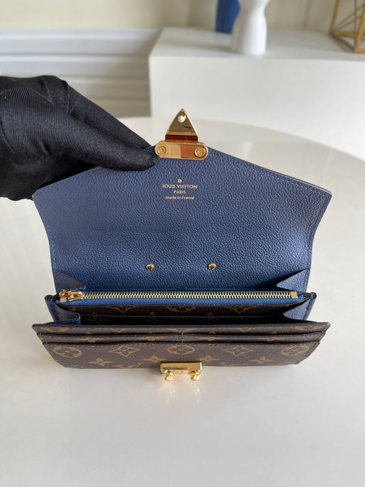 LV M64092 藍色老花 信封式Pallas錢夾