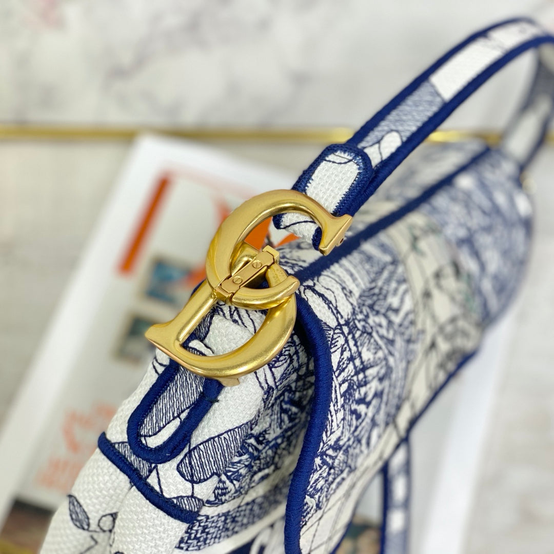 Dior Saddle 馬鞍包-帆布刺繡-大號-25.5cm