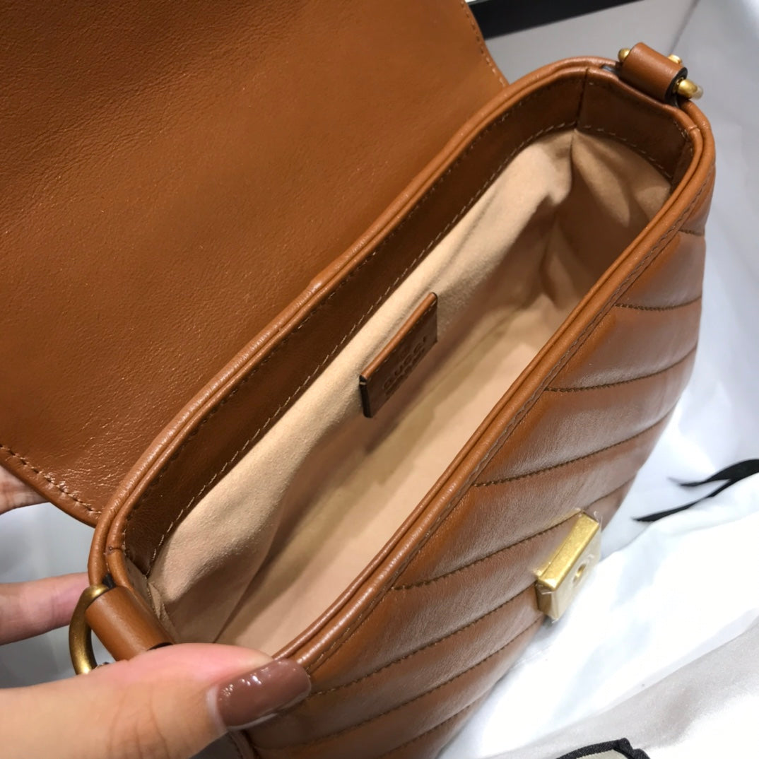 古G家-手提款Marmont-焦糖色 21*15*8cm
