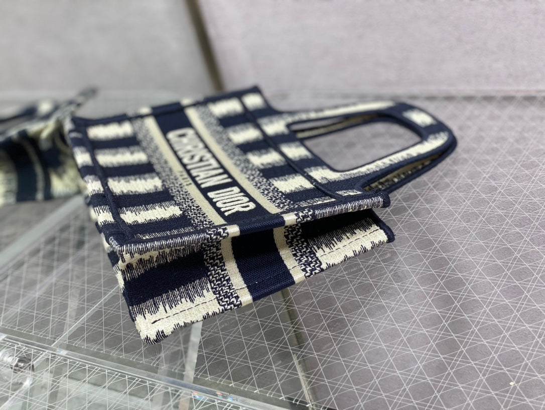 Dior Book Tote-Mini 23cm-深藍色條紋