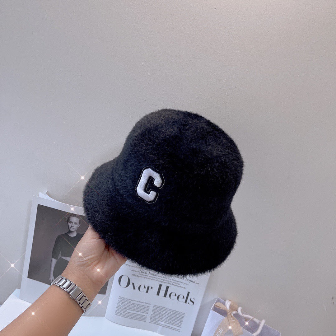 賽C家-毛毛絨漁夫帽 黑色