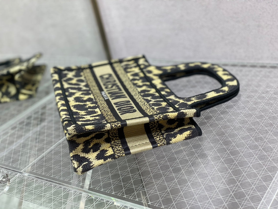 Dior Book Tote-Mini 23cm-豹紋刺繡
