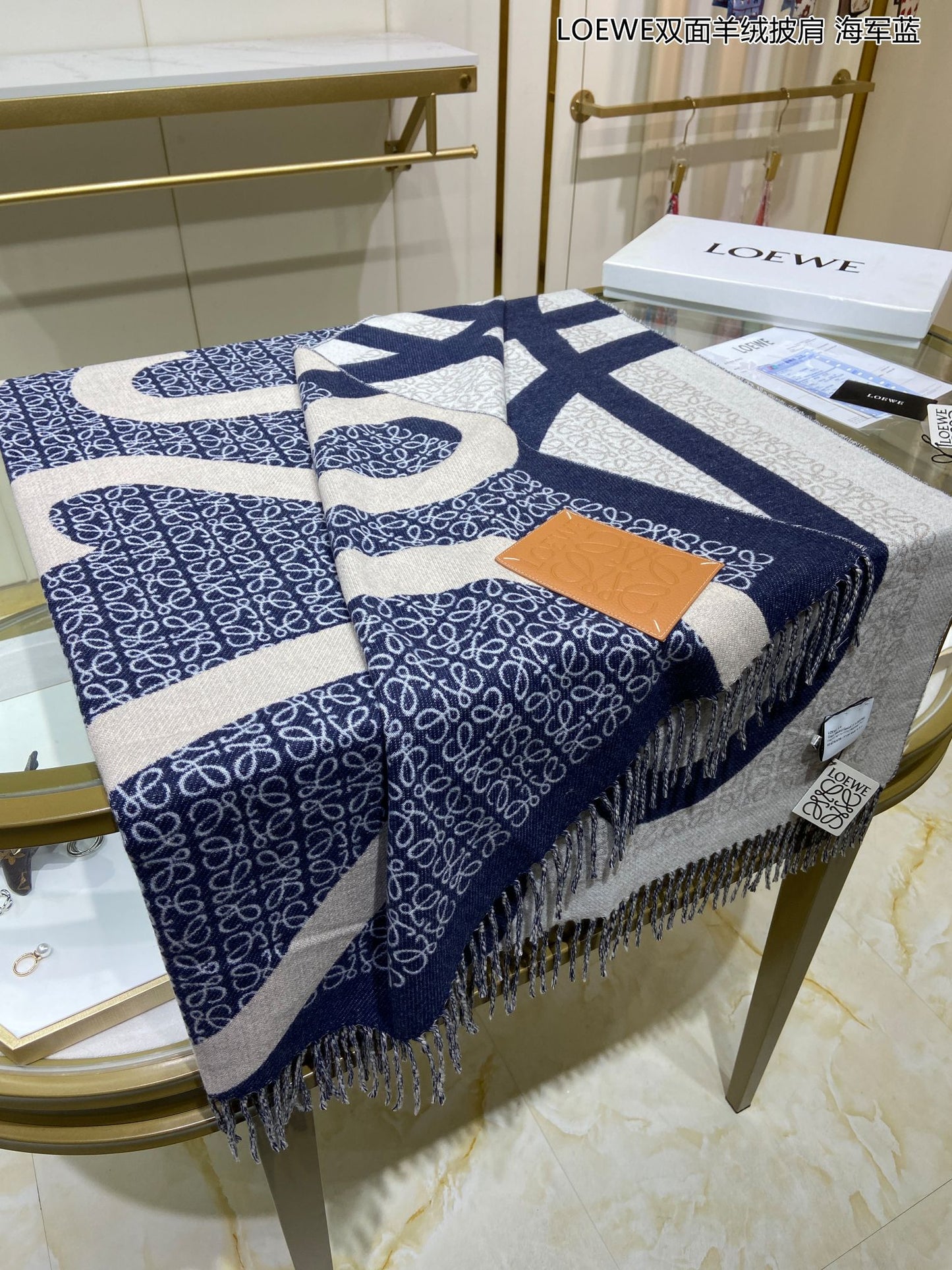 羅L威-雙面羊絨披肩 140*140cm 100%羊絨