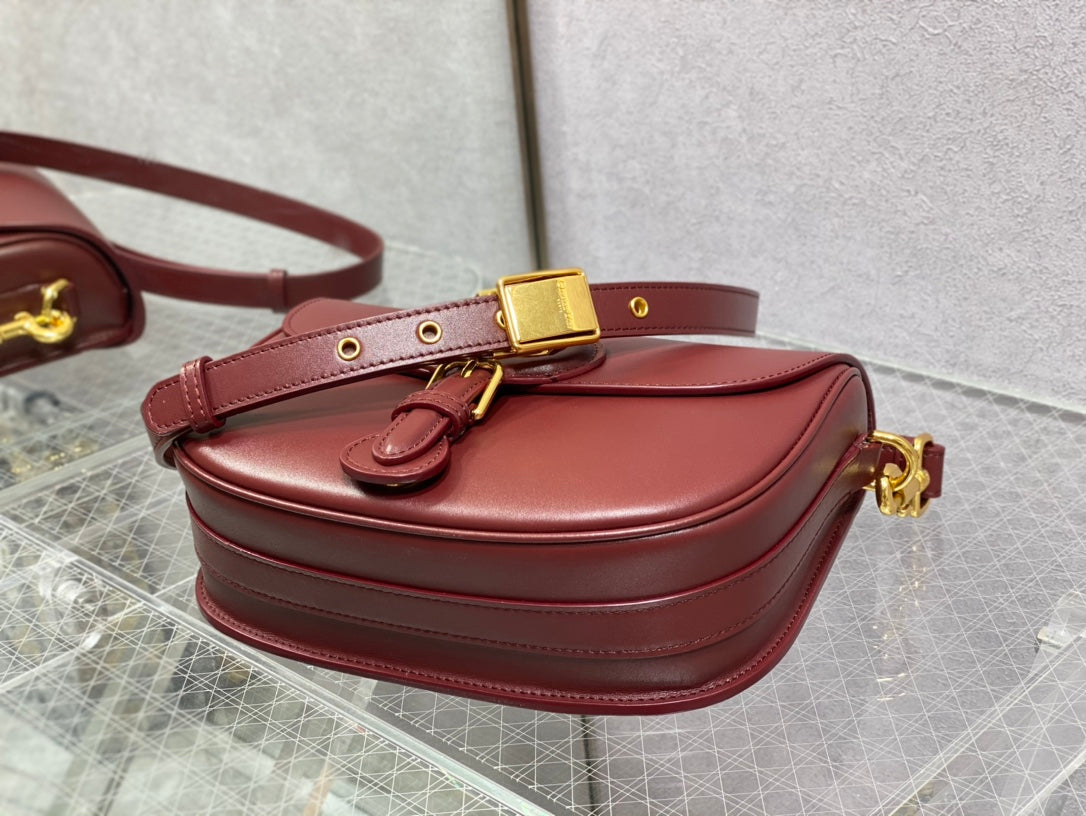 Dior Bobby-中號22cm-酒紅色牛皮