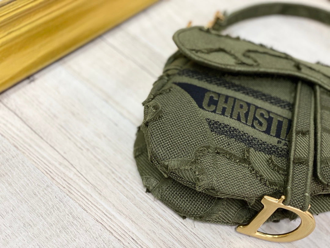 Dior Saddle 馬鞍包-刺繡-大號迷彩綠-25.5cm