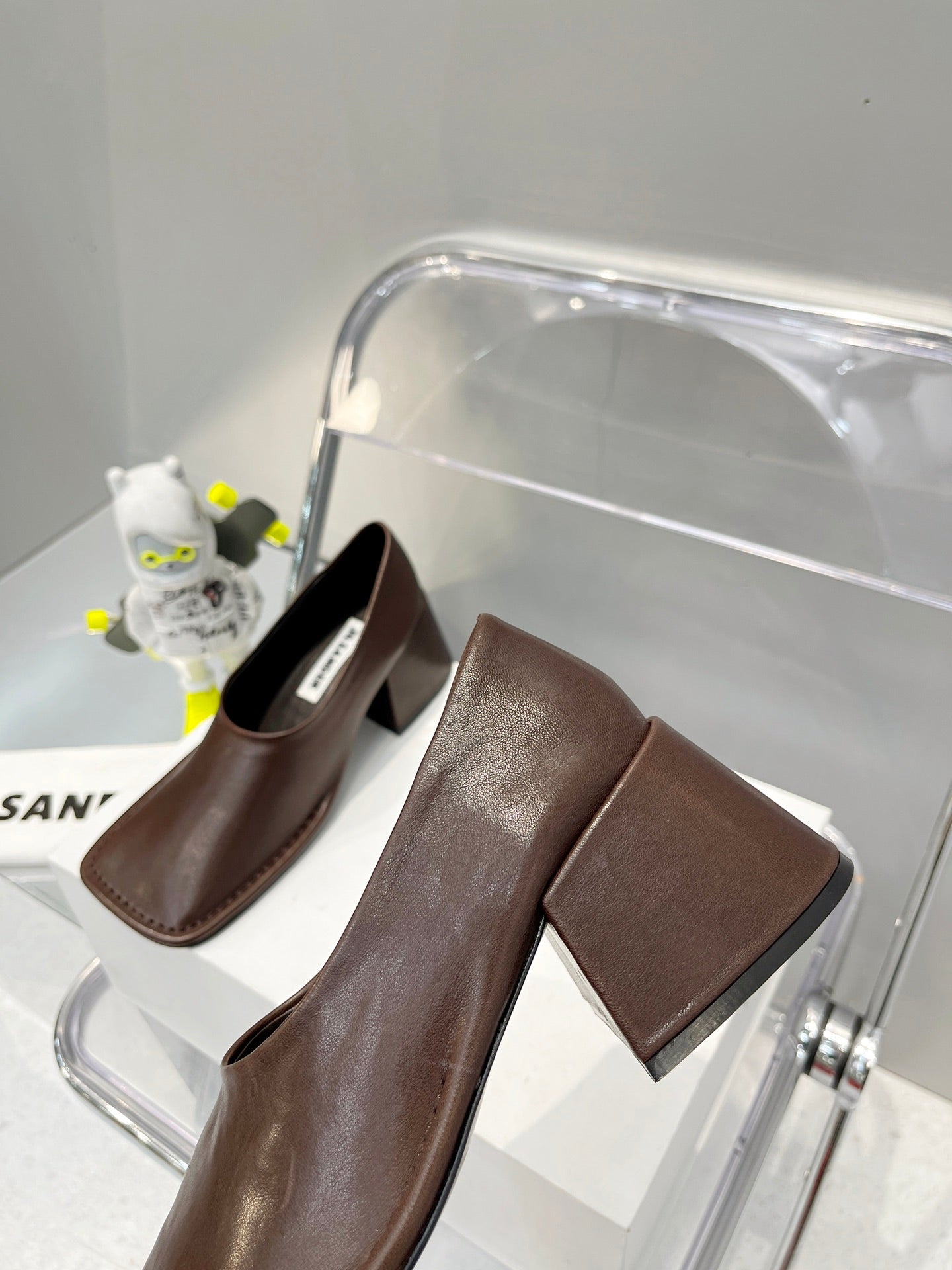 Jil sander-2022秋冬新款 淺口繫帶粗跟單鞋