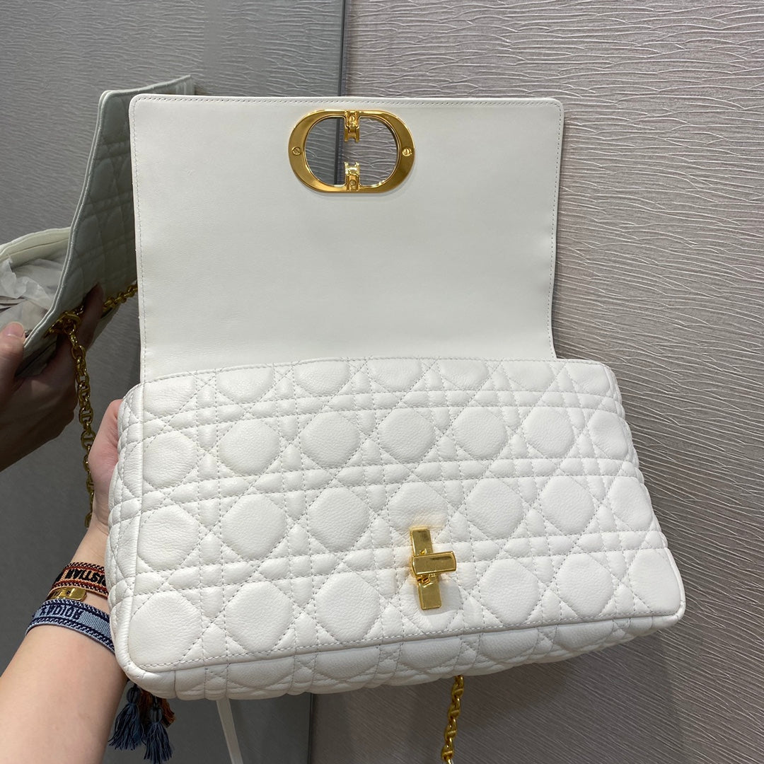 Dior Caro 大號28cm-白色小牛皮