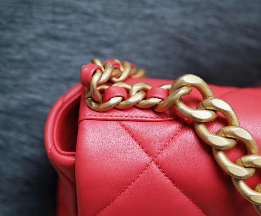 Chanel 19Bag-中號珊瑚紅