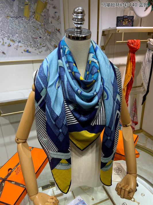 小愛款-馬嚼鎖環襯衫 140*140cm 70%山羊絨+30%桑蠶絲