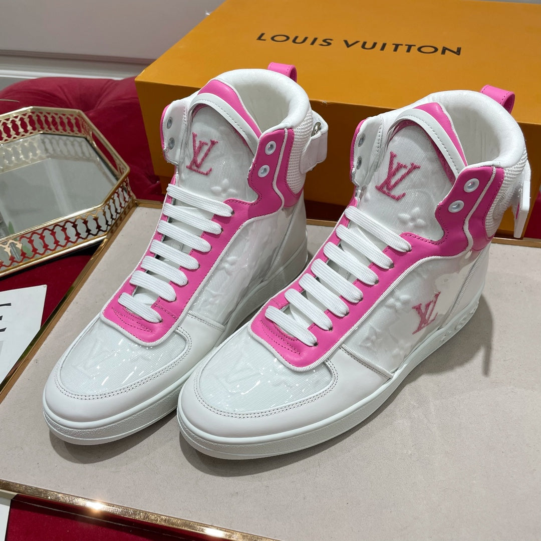 LV鞋-LV TRAINER 高筒 休閒鞋（粉）