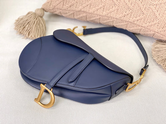 Dior Saddle 馬鞍包-平紋牛皮-大號夜藍色-25.5cm