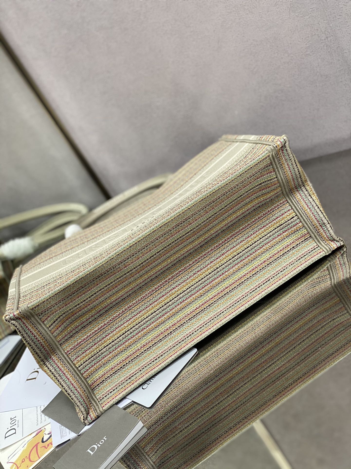 Dior Book Tote-小號36.5cm-金絲條紋