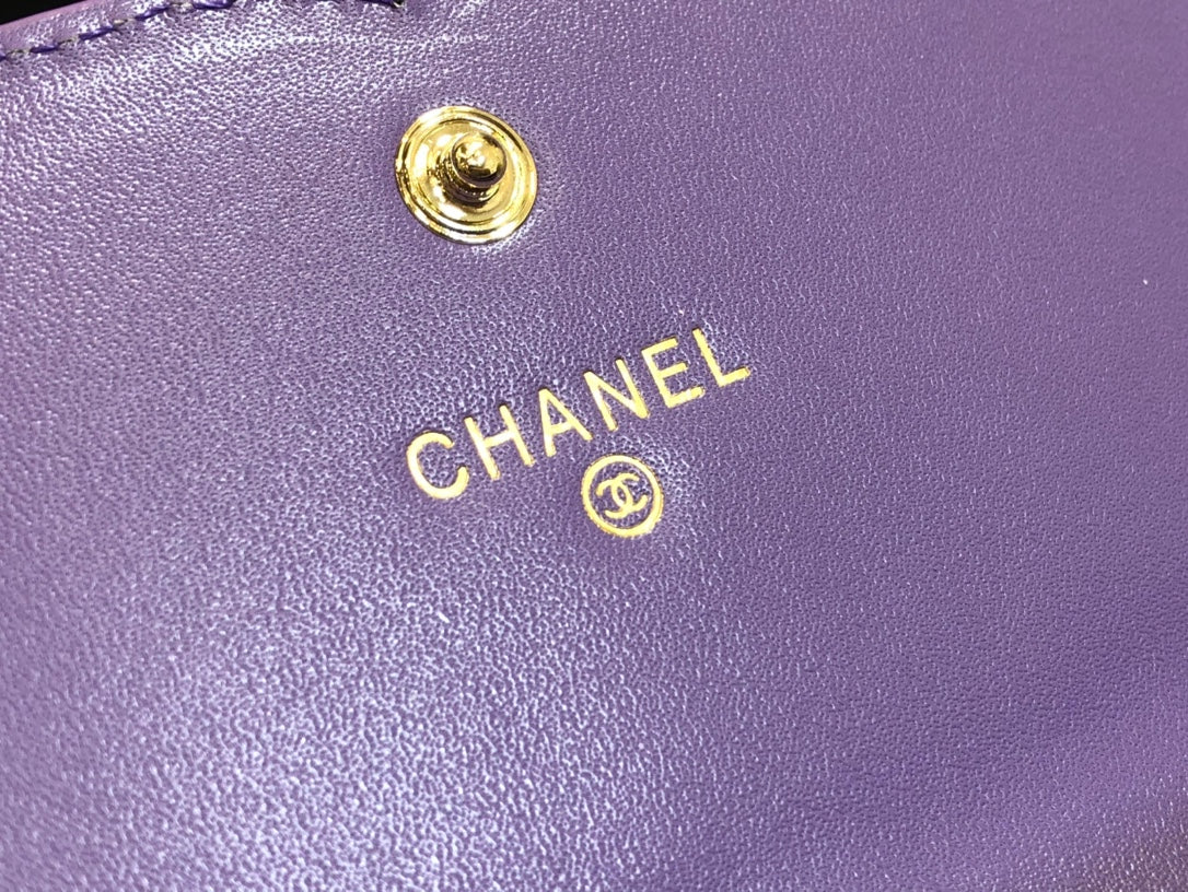 Chanel 復古CC荔枝牛皮-翻蓋中夾-復古五金