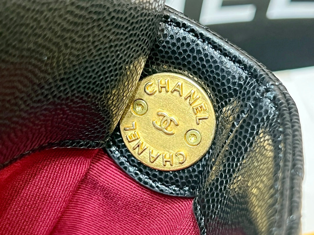 小香家-CF金幣鏈條包 荔枝牛皮 小號 黑色