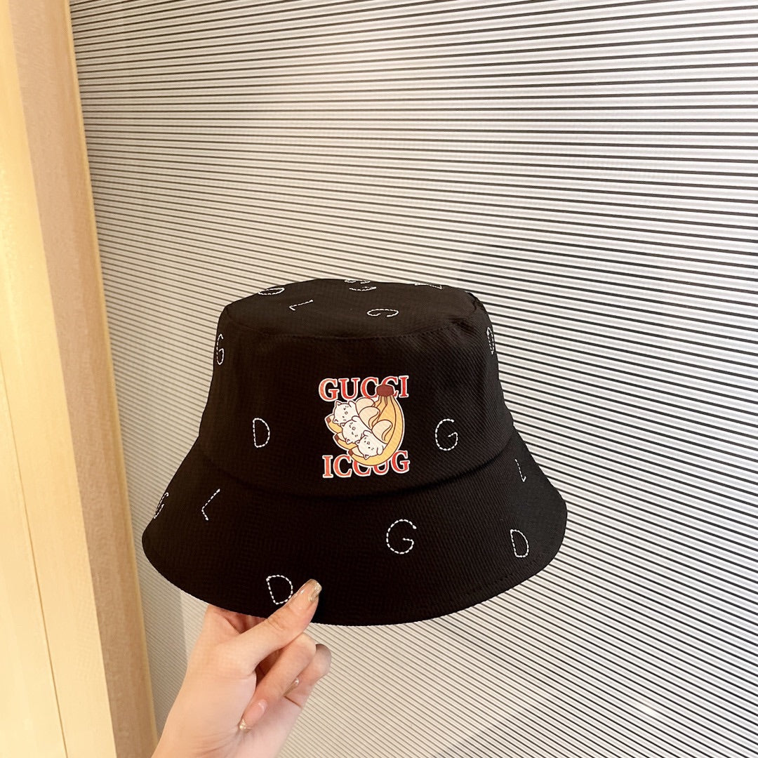 古G家-新款刺繡貓咪漁夫帽