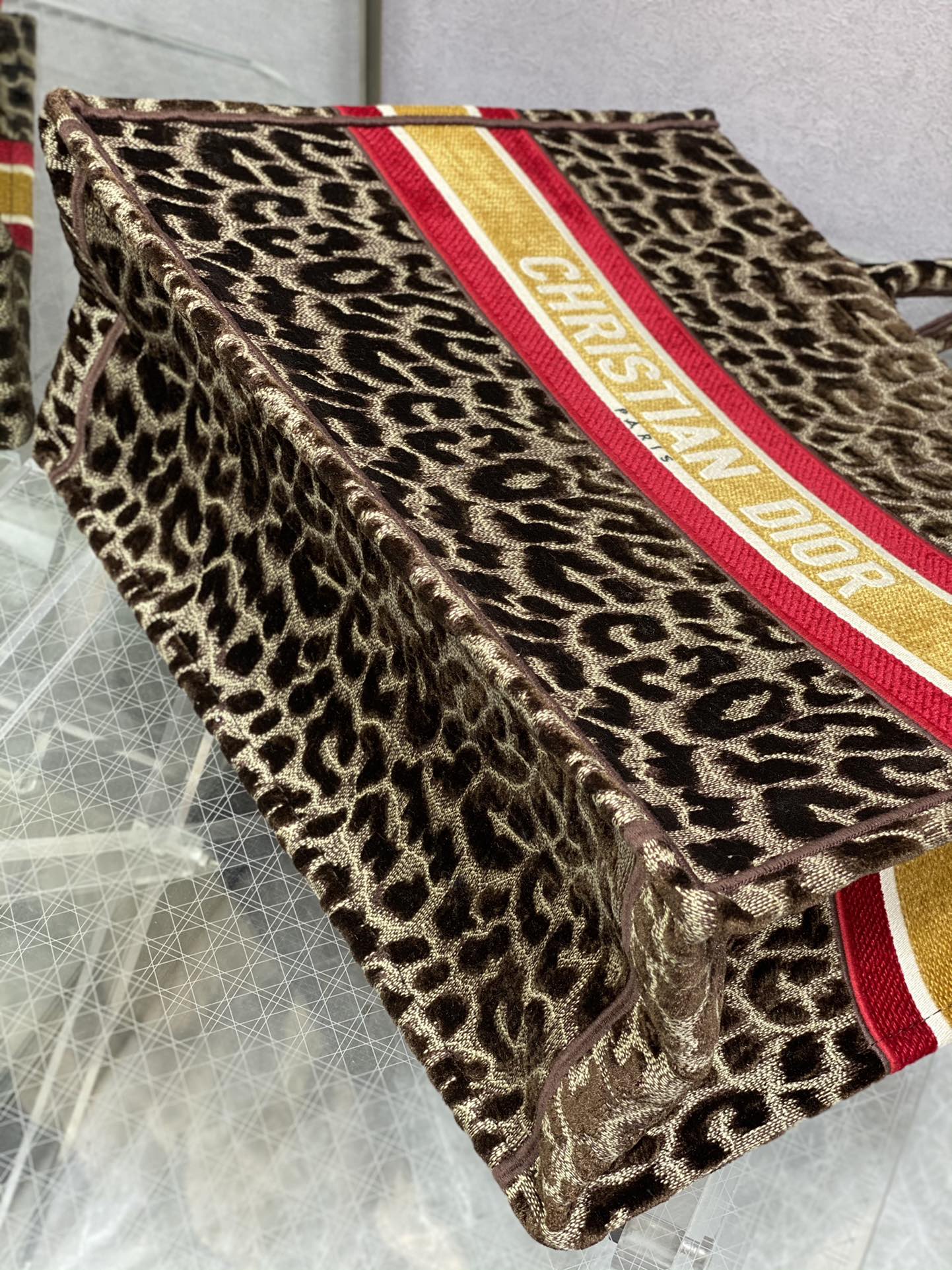 Dior Book Tote-大號41.5cm-絲絨豹紋