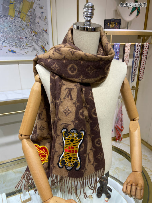 路L家-羊毛羊絨刺繡長金 40*205cm