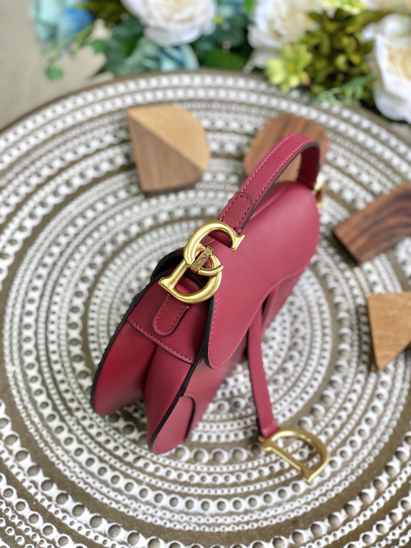 Dior Saddle 馬鞍包-平紋-小號棗紅色-19.5cm