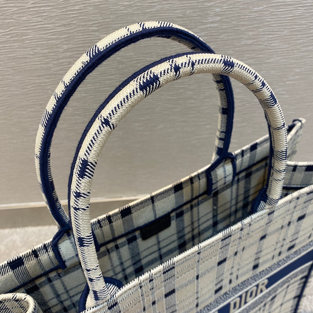 Dior Book Tote-大號41.5cm-黑白格紋