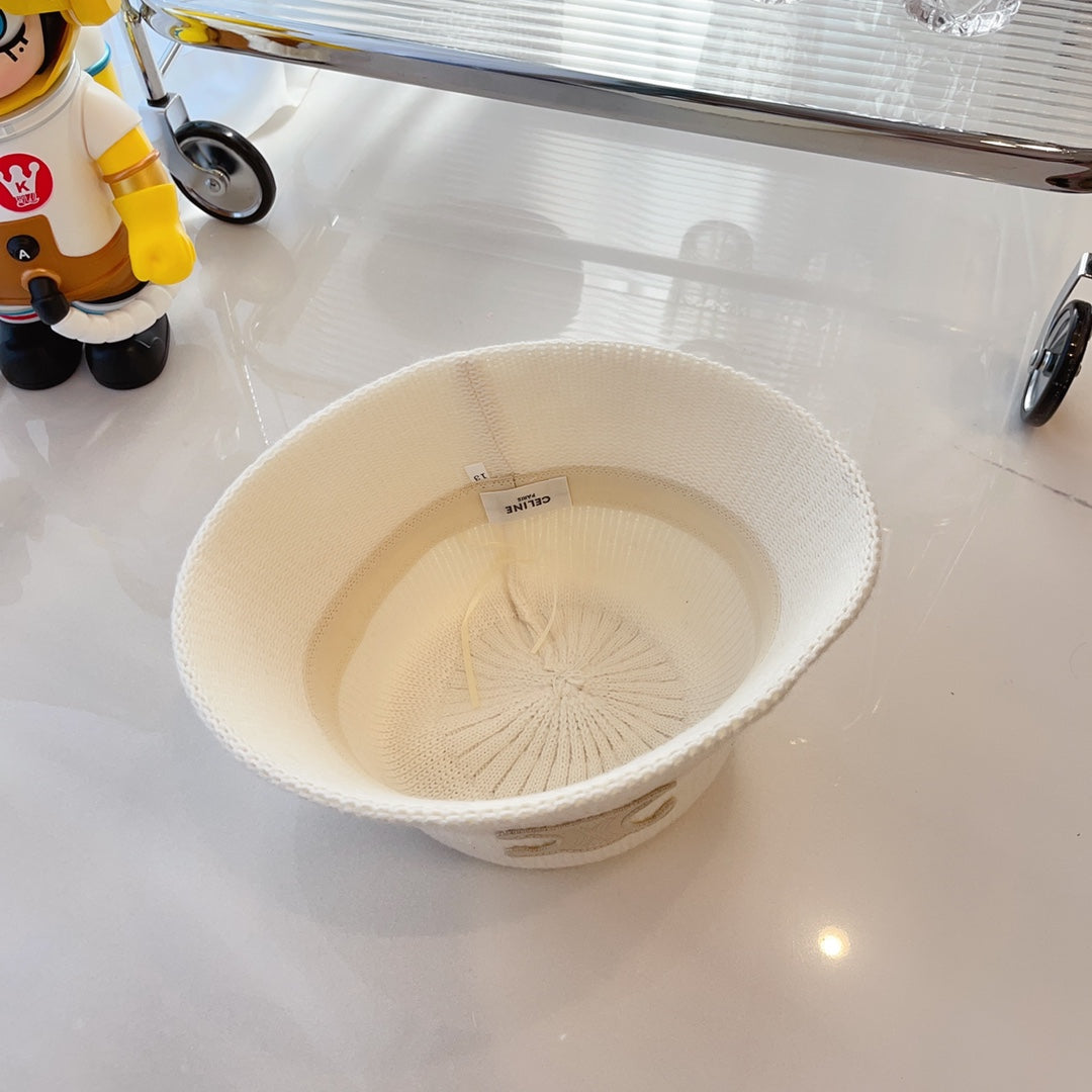 賽C家-中古質感針織漁夫帽 白色