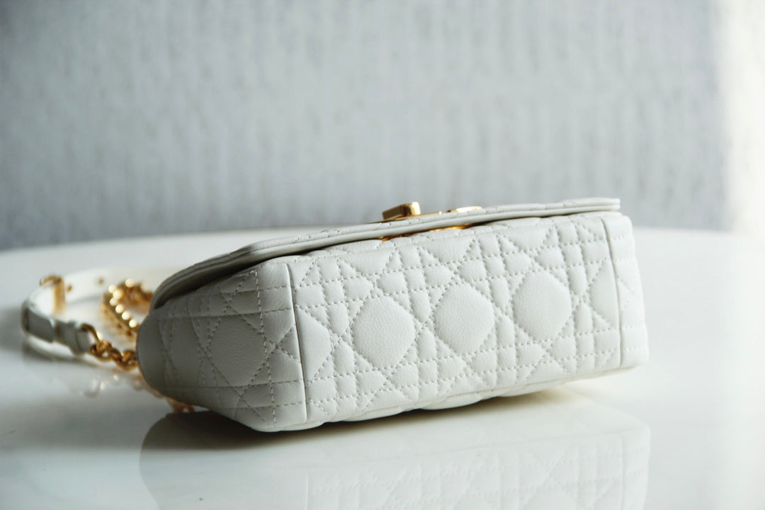 Dior Caro 小號20cm-白色小牛皮