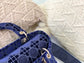 Dior Lady D-Lite黛妃包-天鵝絨刺繡藍色