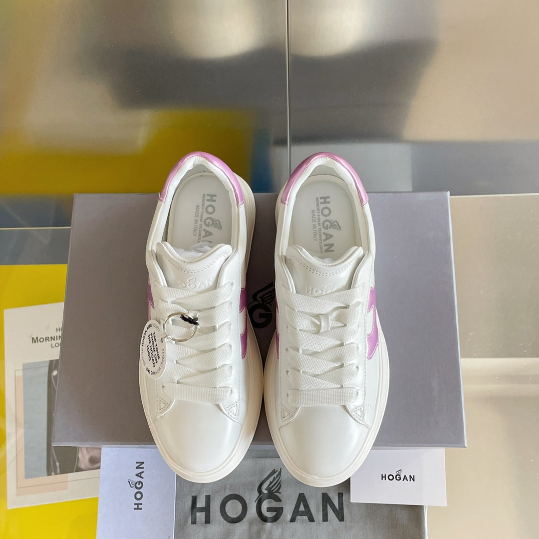 Hogan-2022早春新款 厚底休閒鞋 白色紫尾