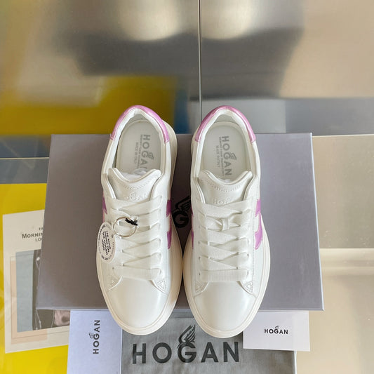 Hogan-2022早春新款 厚底休閒鞋 白色紫尾