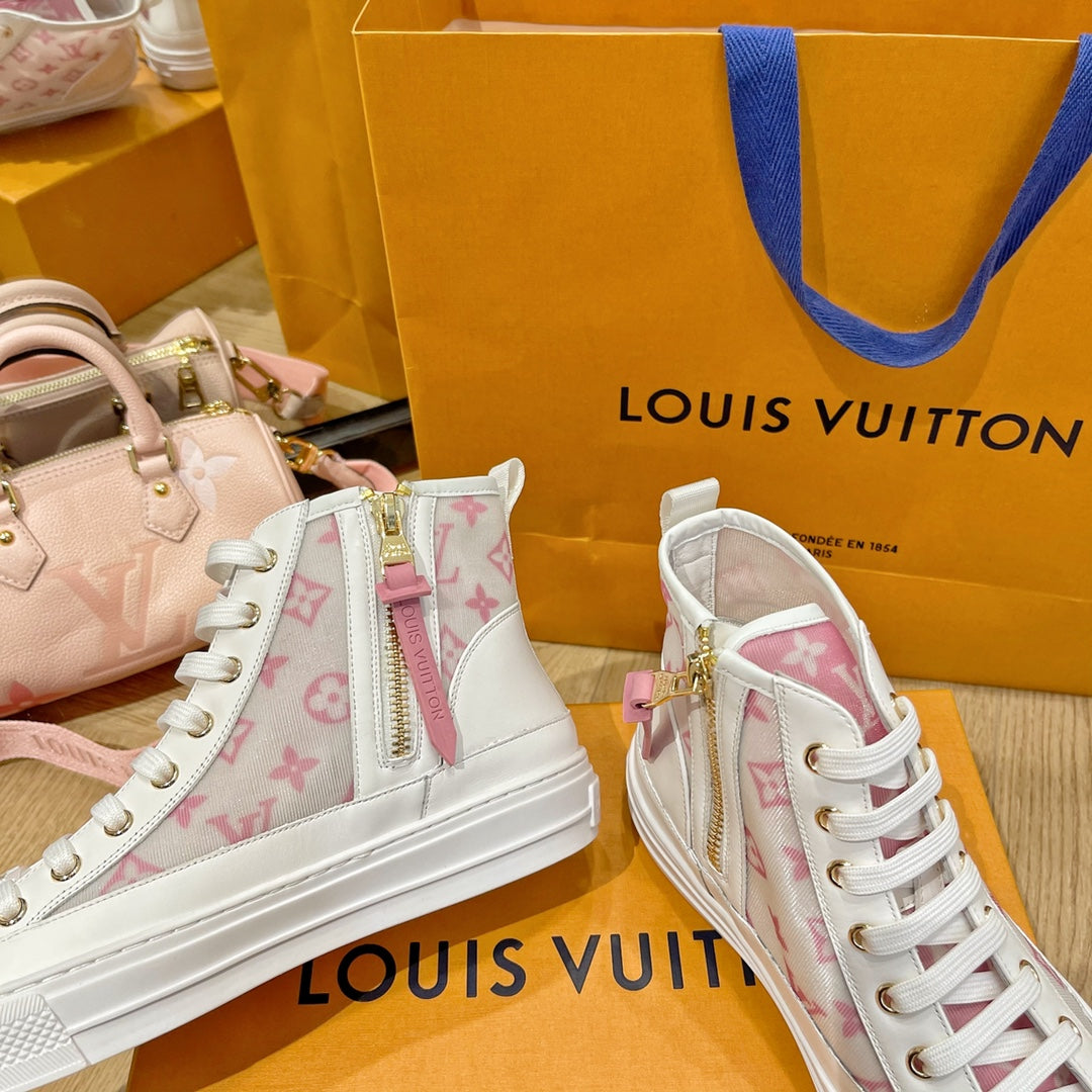 LV鞋-LV Charlie 2022春 高筒 粉色