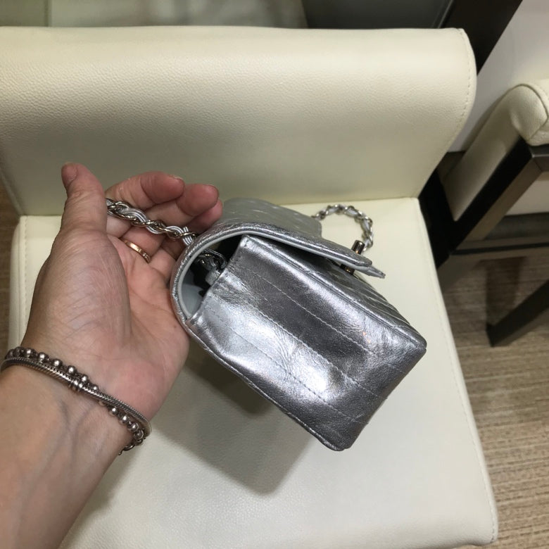 小香家-2018春夏 褶皺紋金屬皮 牛皮 CF包 20cm