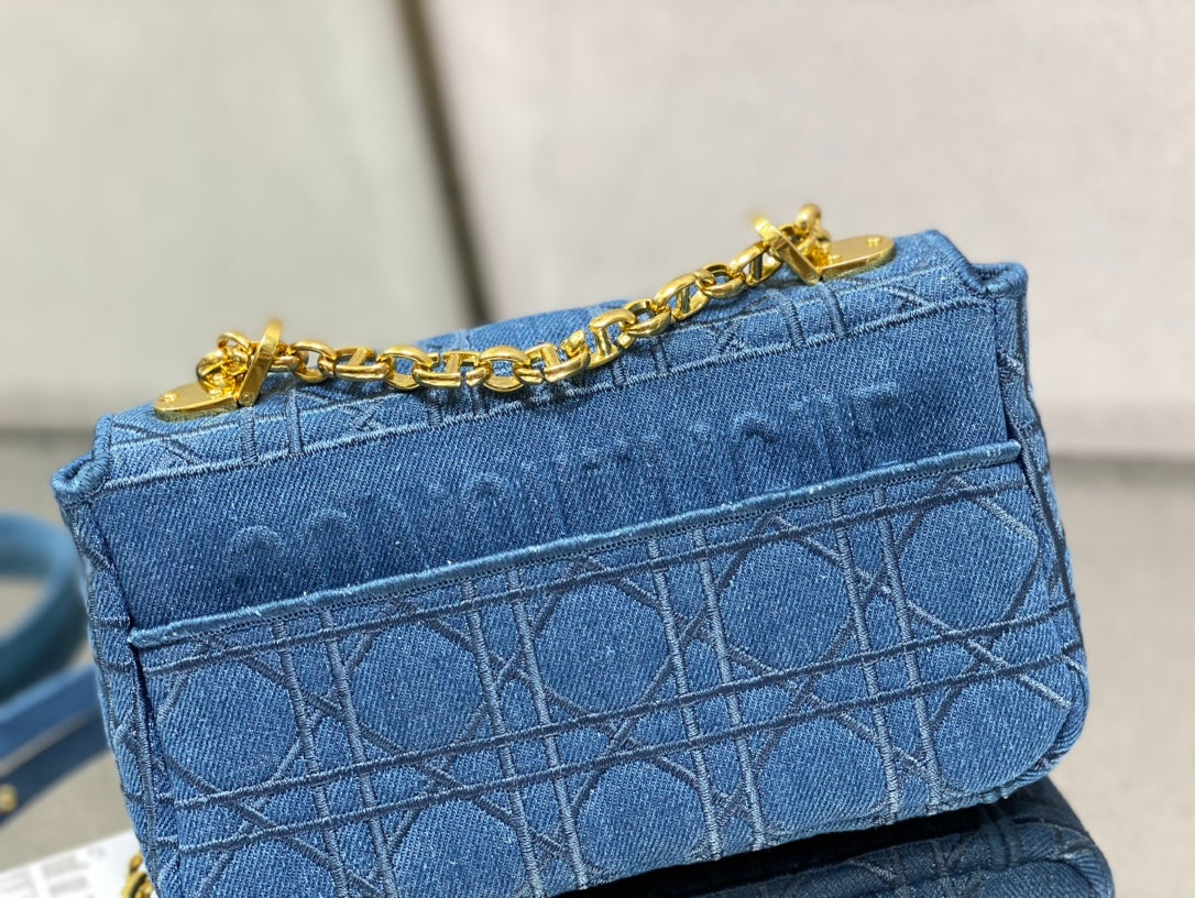 Dior Caro 小號20cm-牛仔藍