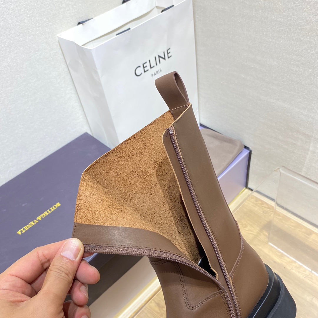 B編織-2022秋冬新款 短靴 網紅同款 咖色