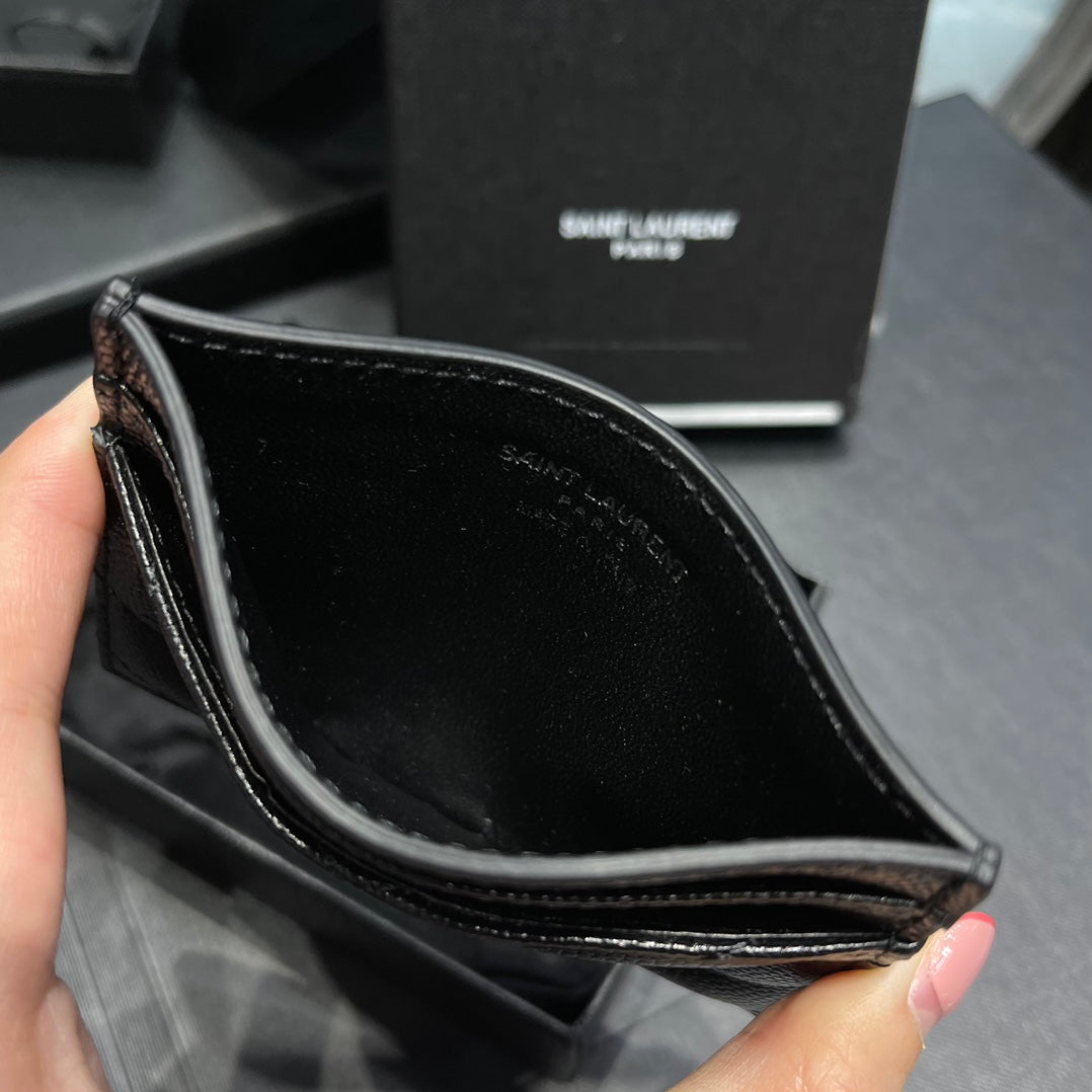 YSL卡包_黑色銀扣