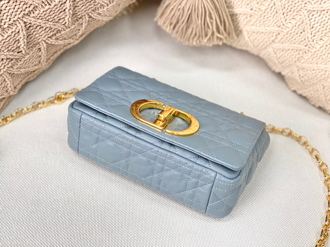 Dior Caro 小號20cm-天藍小牛皮