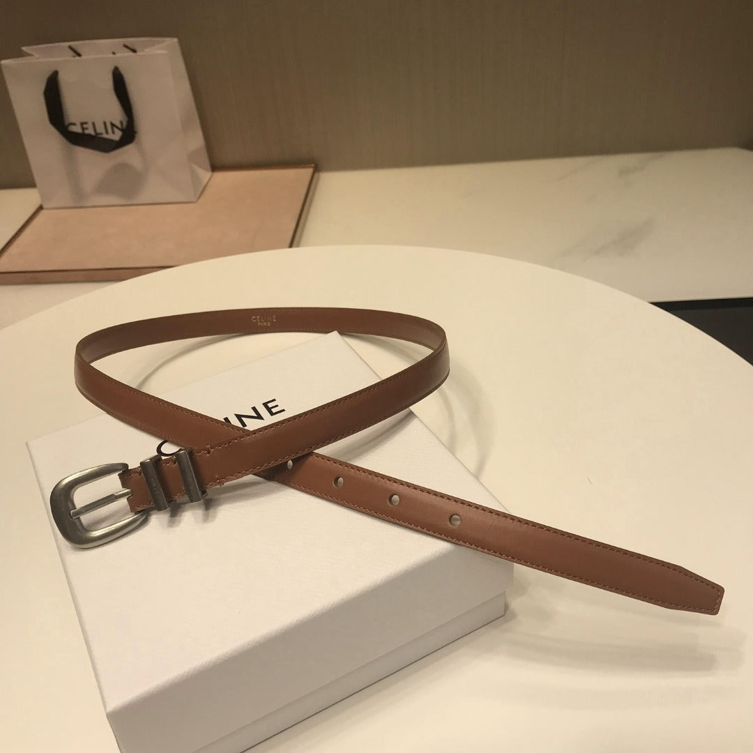 賽C家-咖色銀扣皮帶-1.8cm